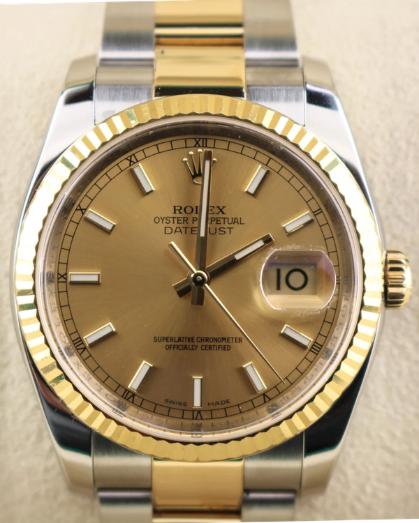 2014 Rolex Datejust 36MM Champagne Dial Two-Tone Oyster Bracelet (116233)
