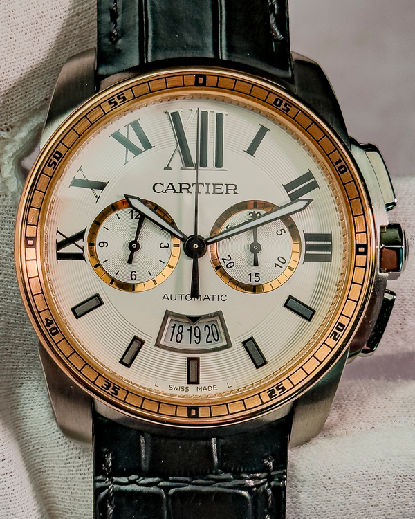 2018 Cartier Calibre de Cartier 42MM Silver Dial Leather Strap (W7100043)