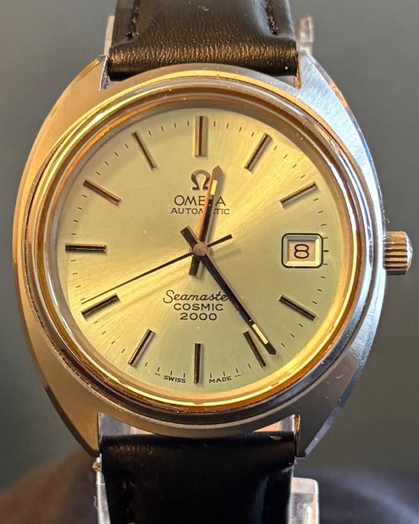 1972 Omega Seamaster Cosmic 38MM Blue Dial Aftermarket Leather Strap (166.130)