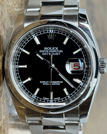 Rolex Datejust 36MM Black Dial Oyster Bracelet (116200)