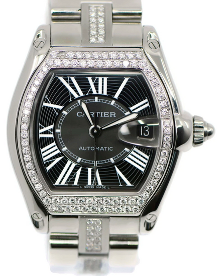 Cartier Roadster 38MM Black Dial Steel Bracelet (W62041V3)
