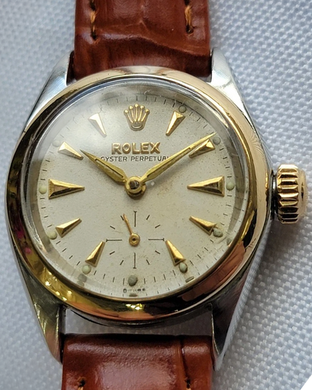Rolex Oyster Perpetual 26MM Silver Dial Aftermarket Leather Strap (6504)