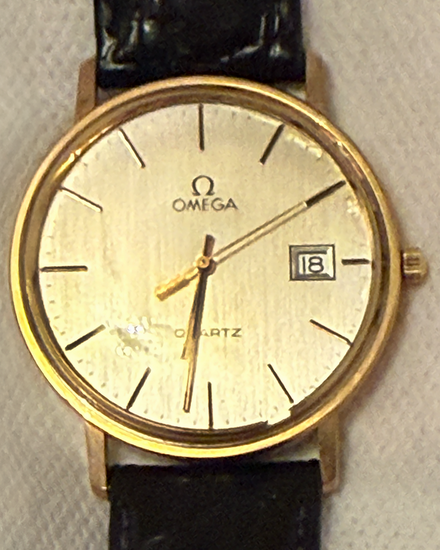 No Reserve - Omega Vintage 34MM Quartz Silver Dial Aftermarket Leather Strap (CK2928)