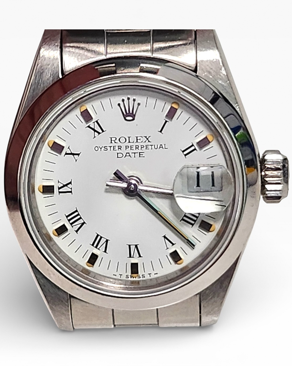 Rolex Oyster Perpetual Lady Date 26MM White "Buckley" Dial Oyster Bracelet (69160)