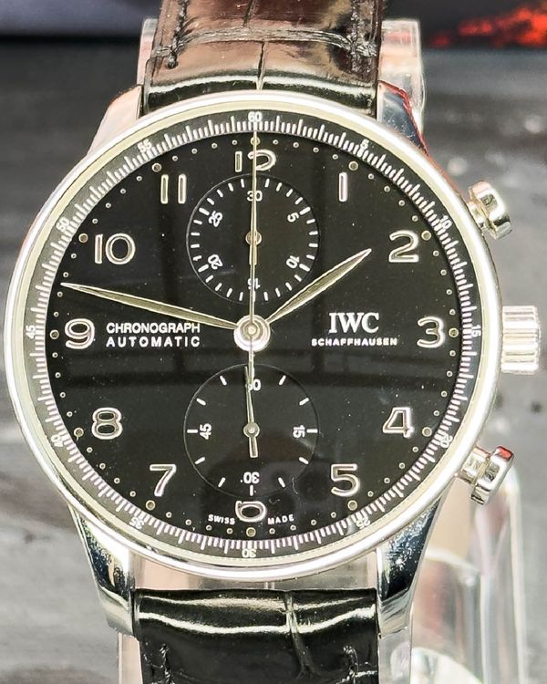 2020 IWC Schaffhausen Portugieser Chronograph 41MM Black Dial Leather Strap (IW371609)