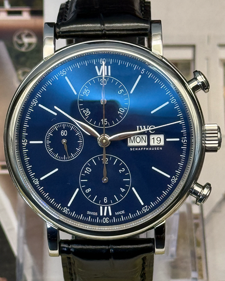 2019 IWC Schaffhausen Portofino Chronograph "150 Years" L. E. 42MM Blue Dial Leather Strap (IW391023)
