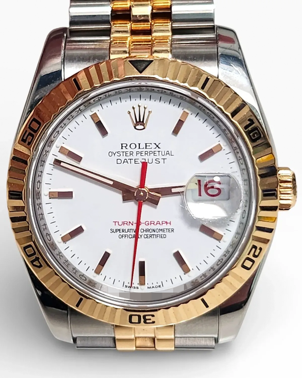 Rolex Datejust Turn-O-Graph 36MM White Dial Two-Tone Jubilee Bracelet (116261)