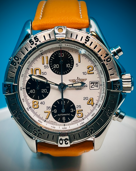 No Reserve - Breitling Colt Chronograph 41MM White Dial Aftermarket Leather Strap (A13035)