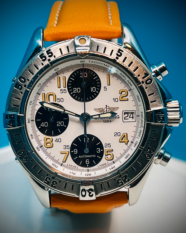 No Reserve - Breitling Colt Chronograph 41MM White Dial Aftermarket Leather Strap (A13035)