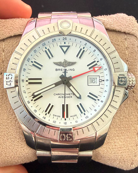 No Reserve - 2022 Breitling Avenger GMT 43MM White Dial Steel Bracelet (A32397)