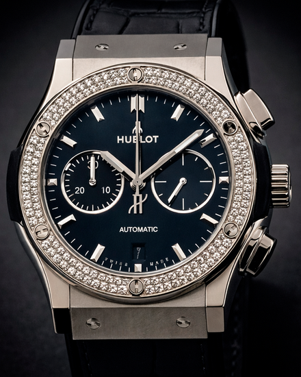 No Reserve - 2020 Hublot Classic Fusion Chronograph 42MM Black Dial Leather Strap (541.NX.1171.LR.1104)