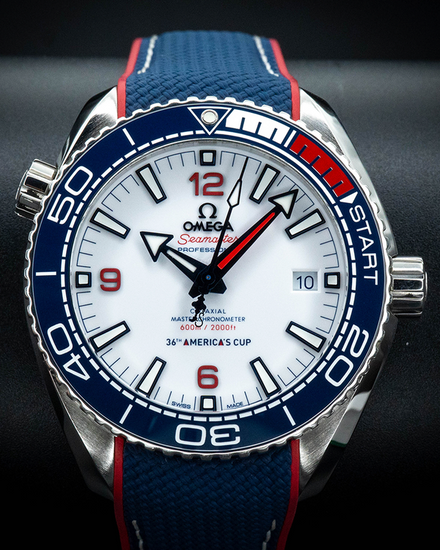 2021 Omega Seamaster Planet Ocean 600M "America's Cup" L.E. 43.5MM White Dial Rubber Strap (215.32.43.21.04.001)