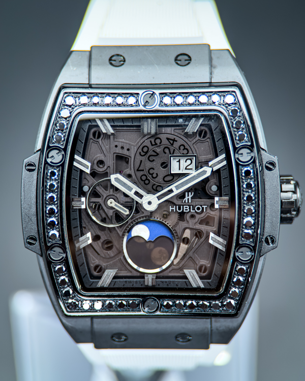 Hublot Spirit Of Big Bang Moonphase "All Black" 42MM Skeleton Dial Rubber Strap (647.CI.1110.LR.1200)
