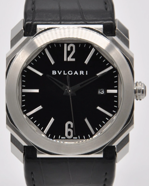 Bvlgari Octo 41MM Black Dial Leather Strap (BGO41S)