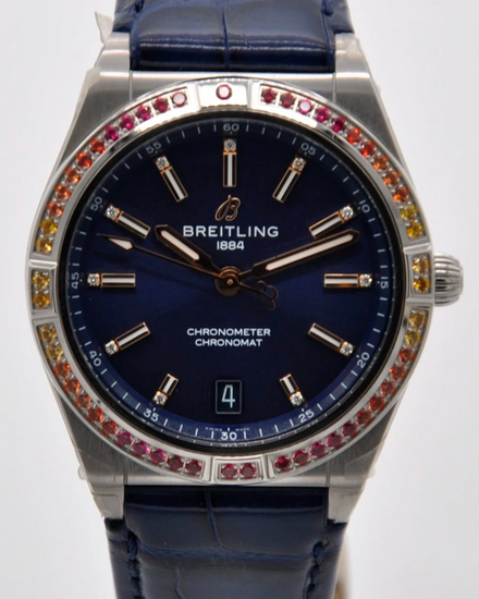 2023 Breitling Chronomat South Sea 36MM Blue Dial Leather Strap (A10380611C1P1)
