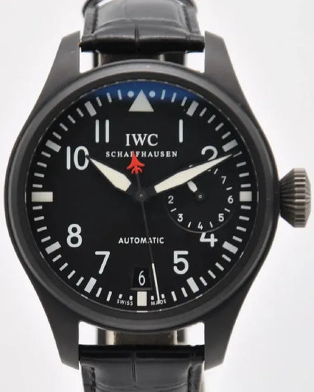 IWC Schaffhausen Pilot Top Gun 48MM Black Dial Leather Strap (IW501901)