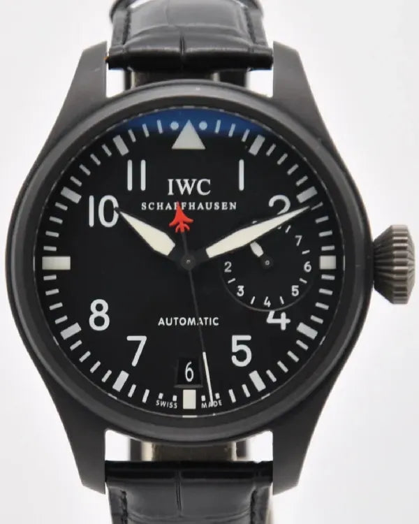 IWC Schaffhausen Pilot Top Gun 48MM Black Dial Leather Strap (IW501901)