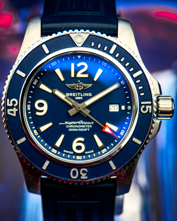 No Reserve - 2019 Breitling Superocean 44MM Blue Dial Rubber Strap (A17367D81C1A1)