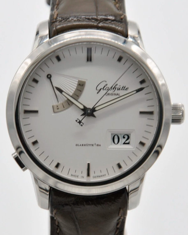 Glashütte Original Senator Power Reserve Display 40MM Silver Dial Leather Strap (100-01-13-02-04)