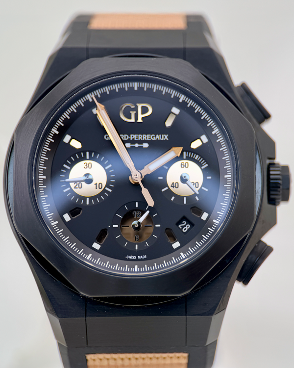 2022 Girard Perregaux Laureato Absolute Gold Fever L. E. 44MM Black Dial Textile Strap (81060-21-492-FH3A)