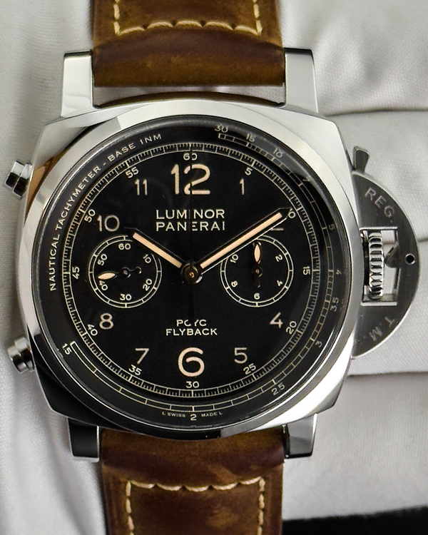 2021 Panerai Luminor 3 Days PCYC Flyback 44MM  Black Dial Leather Strap (PAM00653)