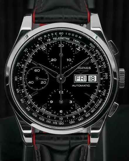 2015 Longines Heritage 40MM Black Dial Leather Strap (L2.747.4.52.3)