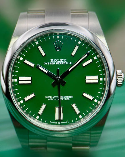 2022 Rolex Oyster Perpetual 41MM Green Dial Oyster Bracelet (124300)