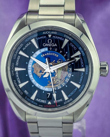 2019 Omega Seamaster Aqua Terra 150M Worldtimer 43MM Blue Dial Steel Bracelet (220.10.43.22.03.001)