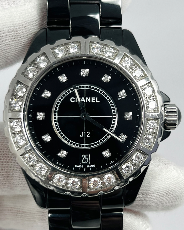 Chanel J12 38MM Quartz Black Dial Black Ceramic Bracelet (H2428)