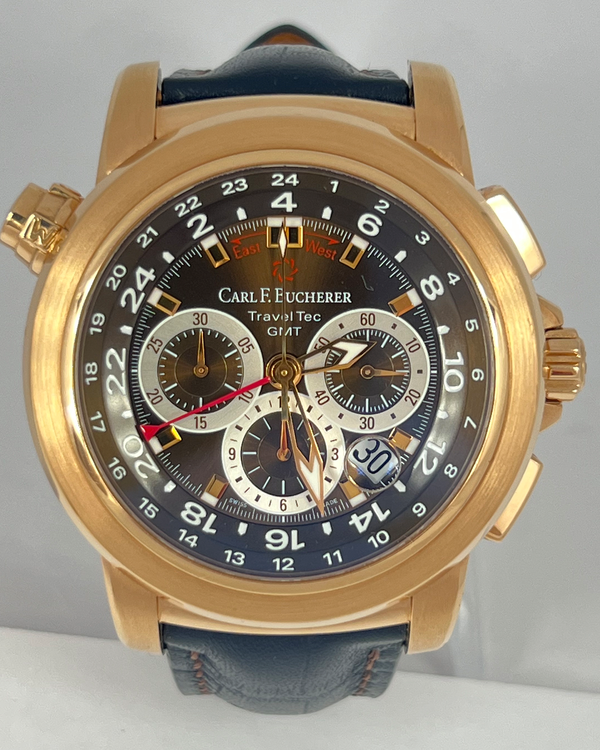 2023 Carl F. Bucherer Patravi Traveltec GMT Chronograph 47MM Brown Dial Leather Strap (00.10620.03.33.01)
