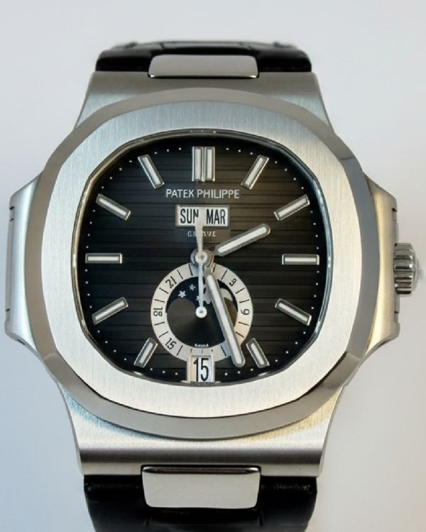 Patek Philippe Nautilus Annual Calendar Moonphase 40.5MM Grey Dial Leather Strap (5726A-001)