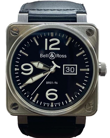 Bell & Ross BR 01-96 Grande Date 46MM Black Dial Leather Strap (BR01-96-S)
