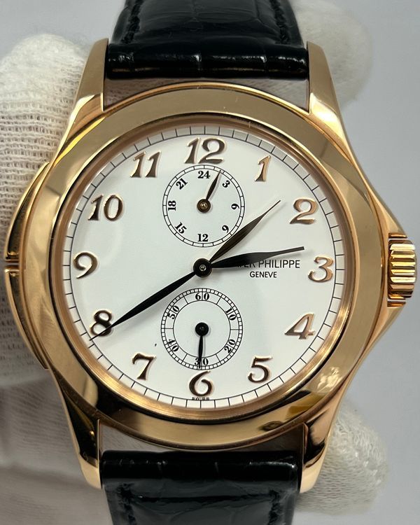 Patek Philippe Calatrava Travel Time 37MM Silver Dial Leather Strap (5134R)