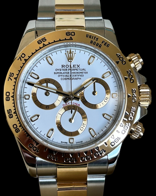 No Reserve - 2017 Rolex Cosmograph Daytona 40MM White Dial Two-Tone Oyster Bracelet (116503)