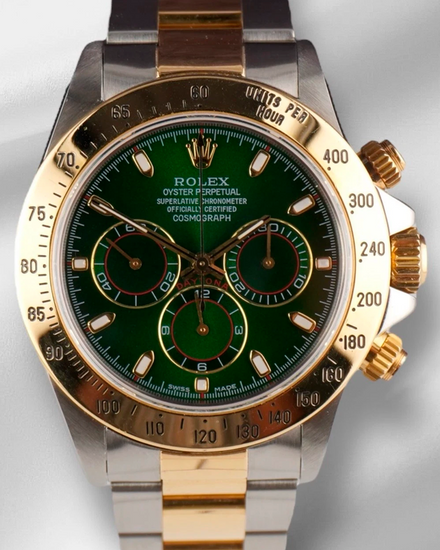 Rolex Cosmograph Daytona 40MM Aftermarket Green Dial Two-Tone Oyster Bracelet (16523)
