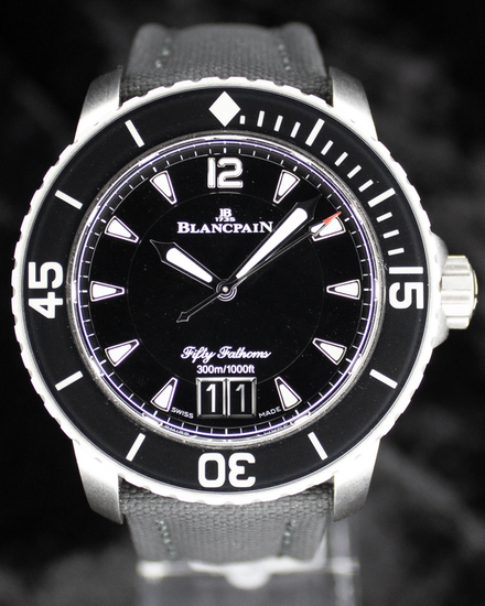 2022 Blancpain Fifty Fathoms 45MM Black Dial Textile Strap (5050-12B30-B52A)