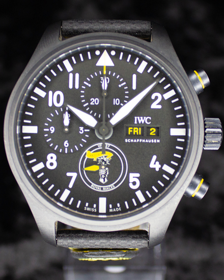 2022 IWC Schaffhausen Pilot  "Royal Maces" 44.5MM Black Dial Leather Strap (IW389107)