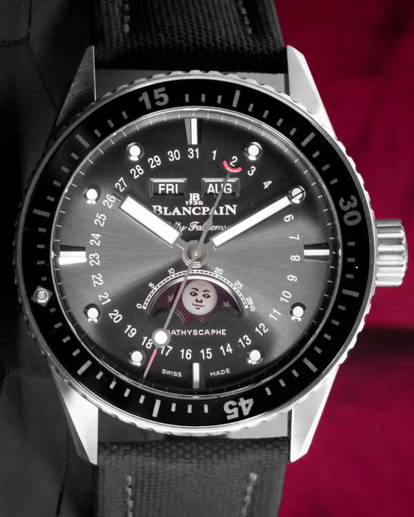 2021 Blancpain Fifty Fathoms Bathyscaphe Quantième Complet Phases de Lune 43MM Anthracite Dial Textile Strap (5054-1110-52A)
