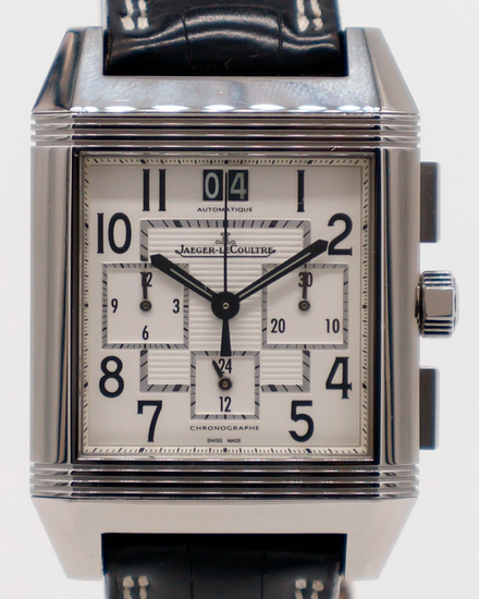 Jaeger-LeCoultre Reverso Squadra Chronograph GMT 34MM White Dial Leather Strap (Q7018620)