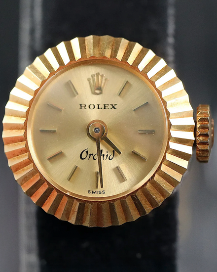 Rare 1973 Rolex Vintage Orchid "Chameleon" 16MM Champagne Dial Aftermarket Leather Strap (2059)