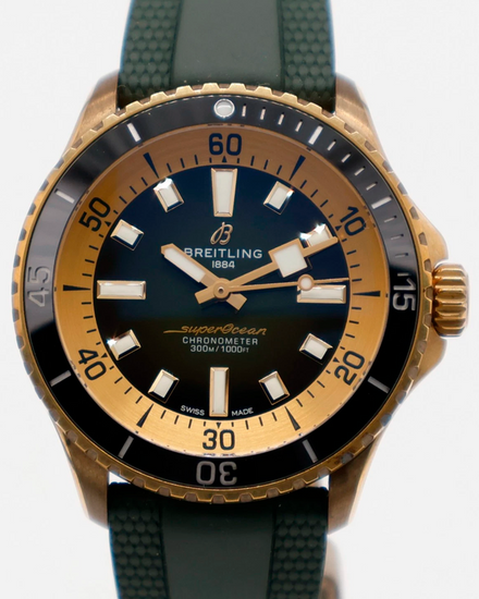 2023 Breitling Superocean 42MM Green Dial Rubber Strap (N17375201L1S1)