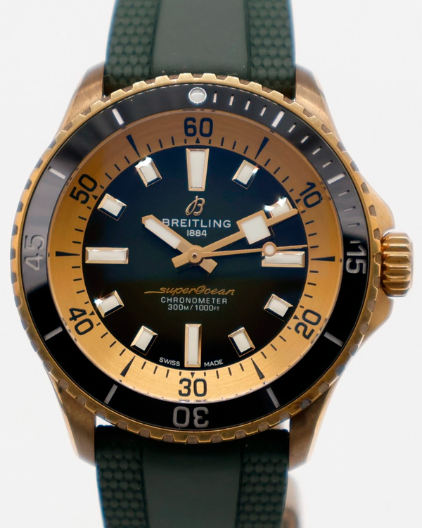 2023 Breitling Superocean 42MM Green Dial Rubber Strap (N17375201L1S1)