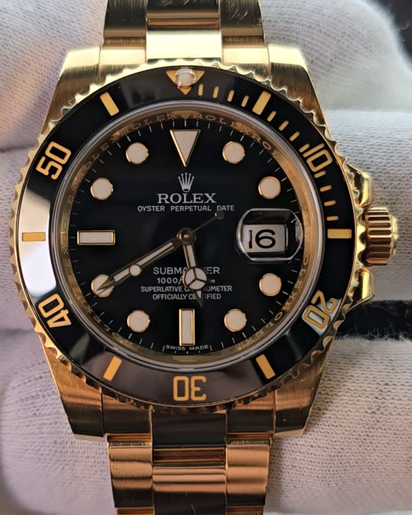 2014 Rolex Submariner Date 40MM Black Dial Yellow Gold Oyster Bracelet (116618LN)