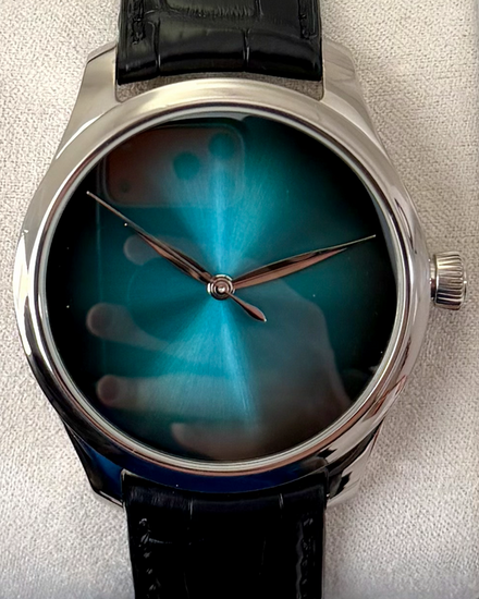 2019 H. Moser & Cie Endeavour "Blue Lagoon" White Gold L.E. 40MM Turquoise Dial Leather Strap (1200-0206)