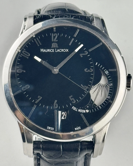 Maurice Lacroix Pontos Decentrique Moonphase 43MM Black Dial Leather Strap (PT6318)