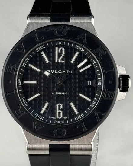 2016 Bvlgari Diagono 40MM Black Dial Rubber Strap (DG40SV)