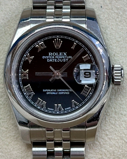 2010 Rolex Lady-Datejust 26MM Black Dial Oyster Bracelet (179160)