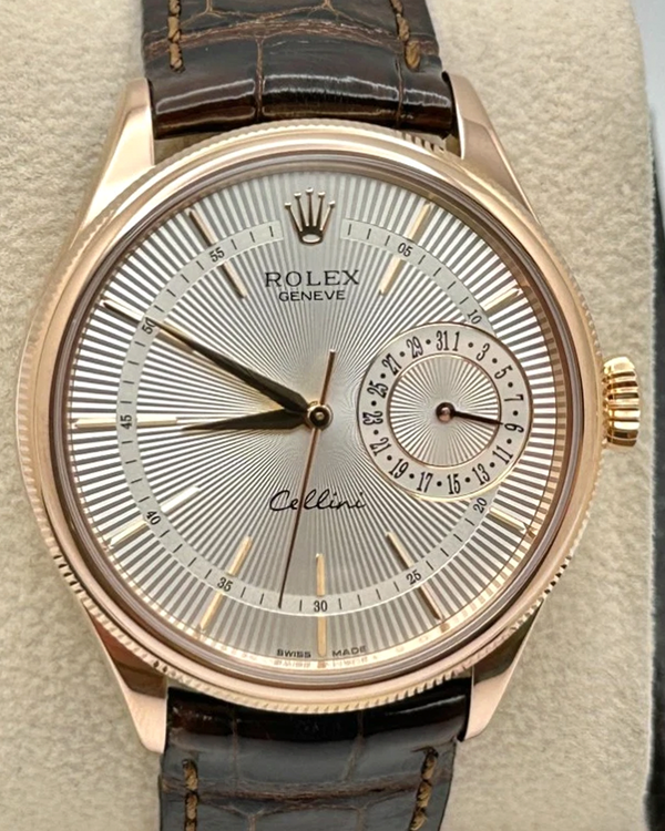 2018 Rolex Cellini 39MM Silver Dial Leather Strap (50515)
