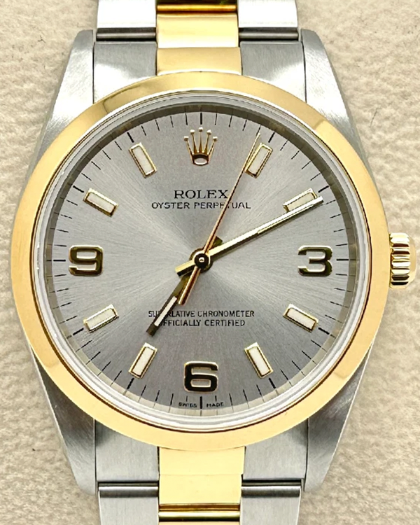 2002 Rolex Oyster Perpetual Date 34MM Silver Dial Two-Tone Oyster Bracelet (14203)