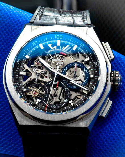 2018 Zenith Defy El Primero 21 44MM Skeleton Dial Leather Strap (95.9000.9004/78.R582)